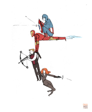 Illustration for article titled Adorable webcomic illustrates the Avengers' difficulties with carrying Hawkeye into battle